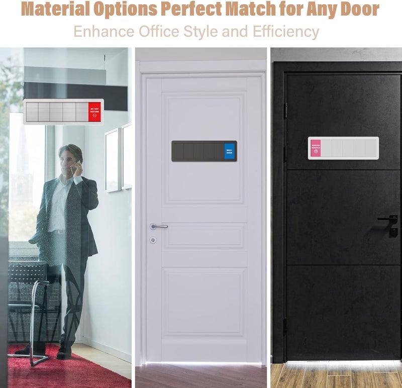 EliteSign Office Door Signs 6 Options Do Not Disturb, Please Knock, In A Meeting, Out Of Office, Working Remotely Back Soon Privacy Door Slider Sign For Meeting & Conference Room Brushed Silver - Image 5